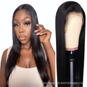 Uniky 8A 9A10A Grade 150% 180% 250% Virgin Cuticle Aligned Hair Brazilian Straight Pre Plucked Human Hair Lace Front Wig